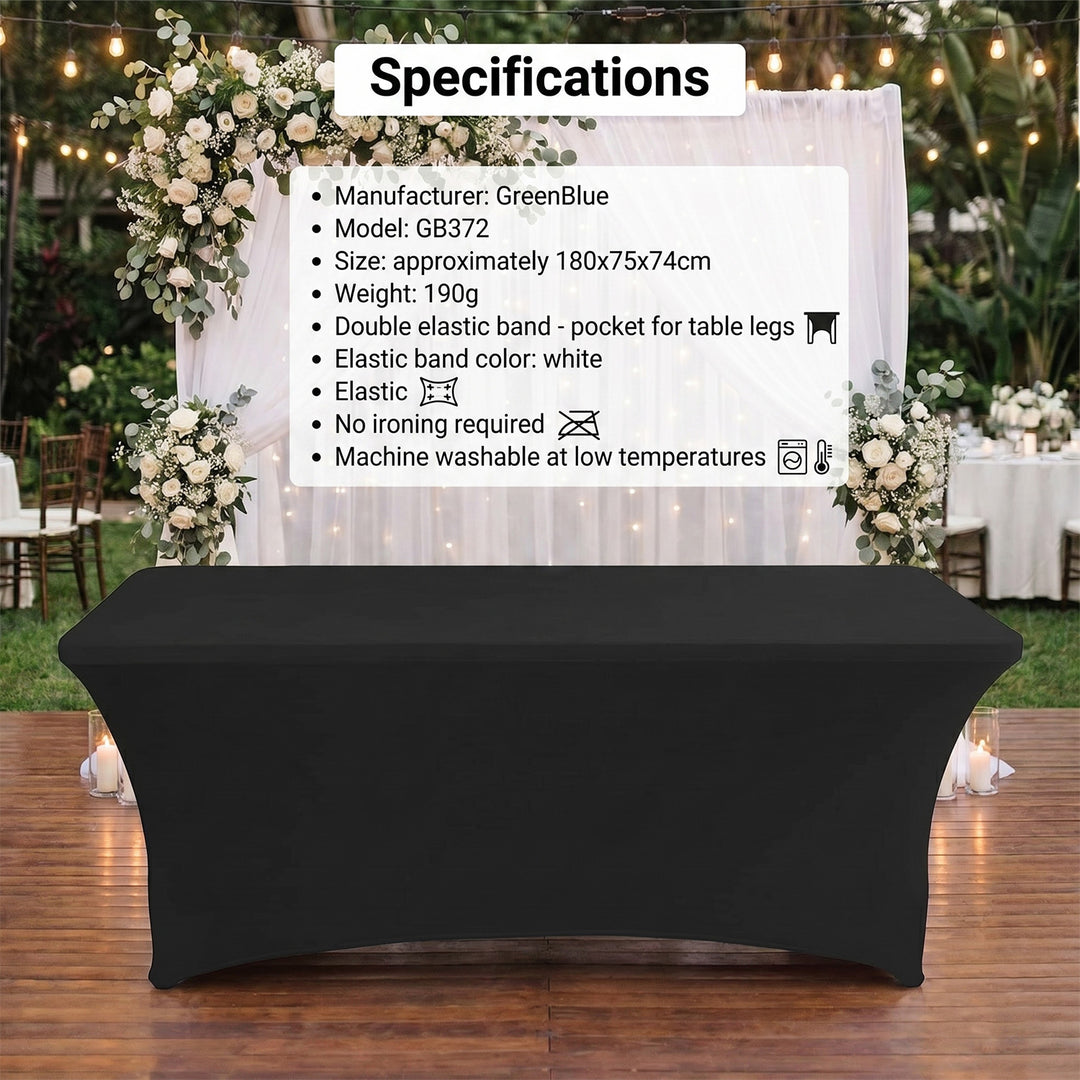 GreenBlue elastisch tafelkleed horeca tafelhoes zwart, 180x75x74cm, spandex, GB372