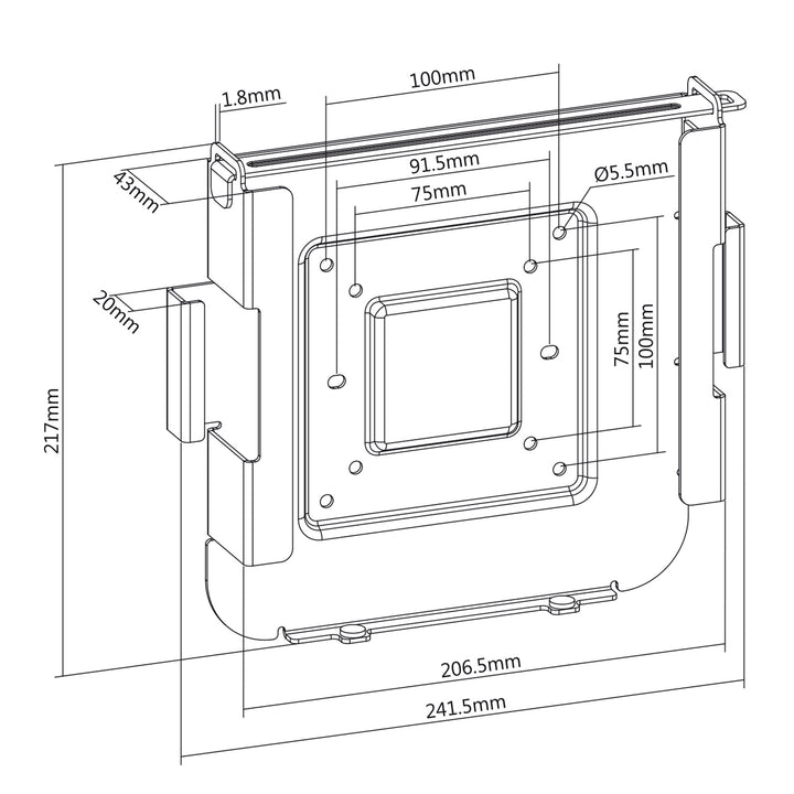 Maclean MAC Mini-houder, VESA 75X75/100X100, voor MAC Mini na 2014, MC-473