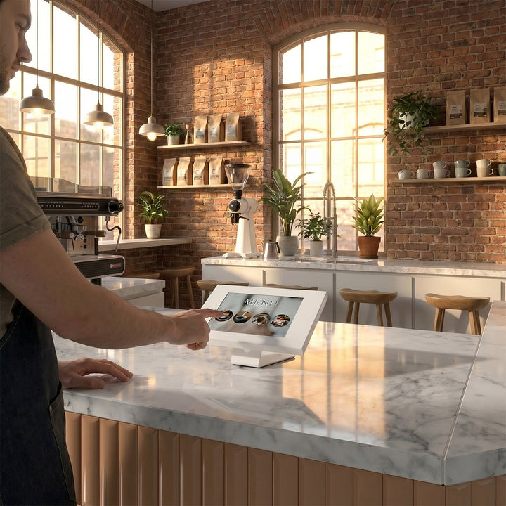 Maclean MC-475W - Tablethouder - muur-/kantoorbevestiging met slot, 9,7"-11" - Wit
