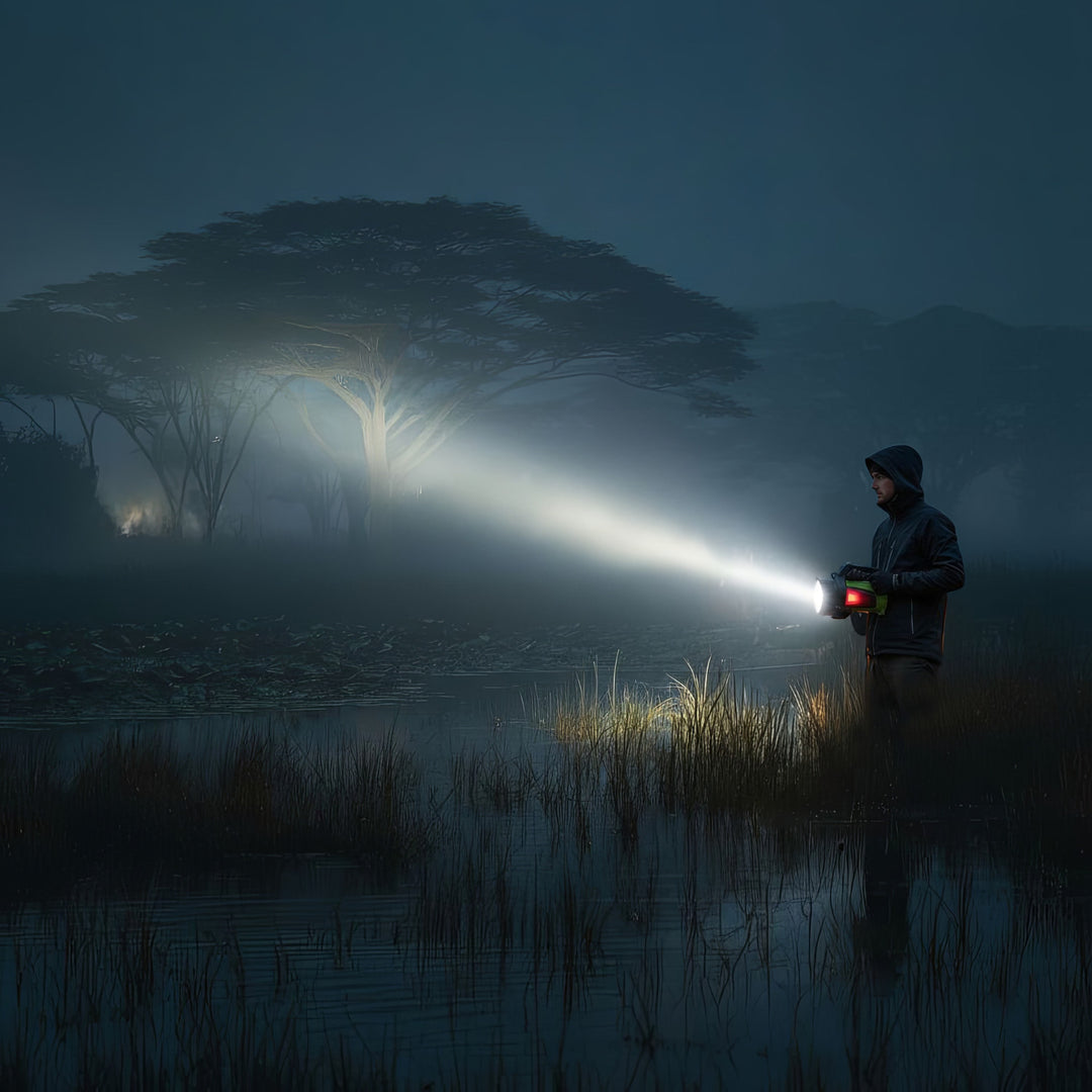 Maclean MCE345 LED 3 in 1 oplaadbare zaklamp met 2 stadslichten en powerbank functie voor kamperen buiten USB 3 Lichtstanden 5W XM-L-T6 Koud wit 6500K 3.7V 3x18650 4500mAh IP65