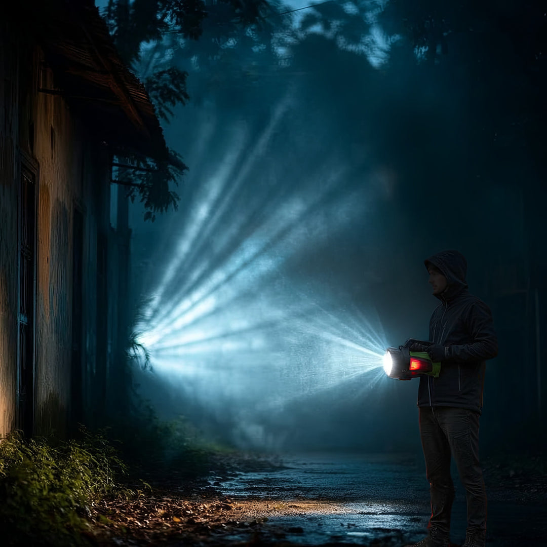 Maclean MCE345 LED 3 in 1 oplaadbare zaklamp met 2 stadslichten en powerbank functie voor kamperen buiten USB 3 Lichtstanden 5W XM-L-T6 Koud wit 6500K 3.7V 3x18650 4500mAh IP65