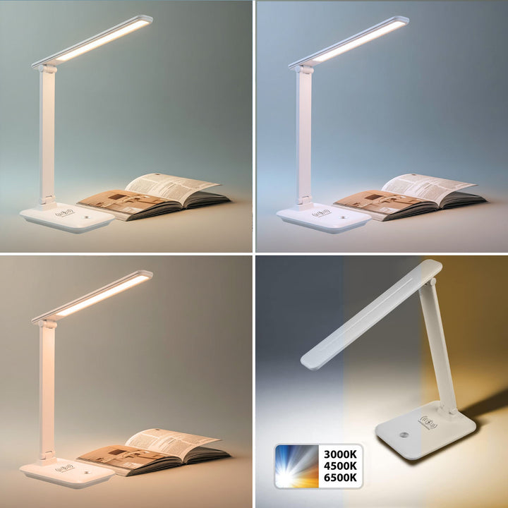 Maclean LED bureaulamp, max. 9W, 220-240V AC, kleurverandering, dimbaar, batterijlader, 450lm, MCE616 W