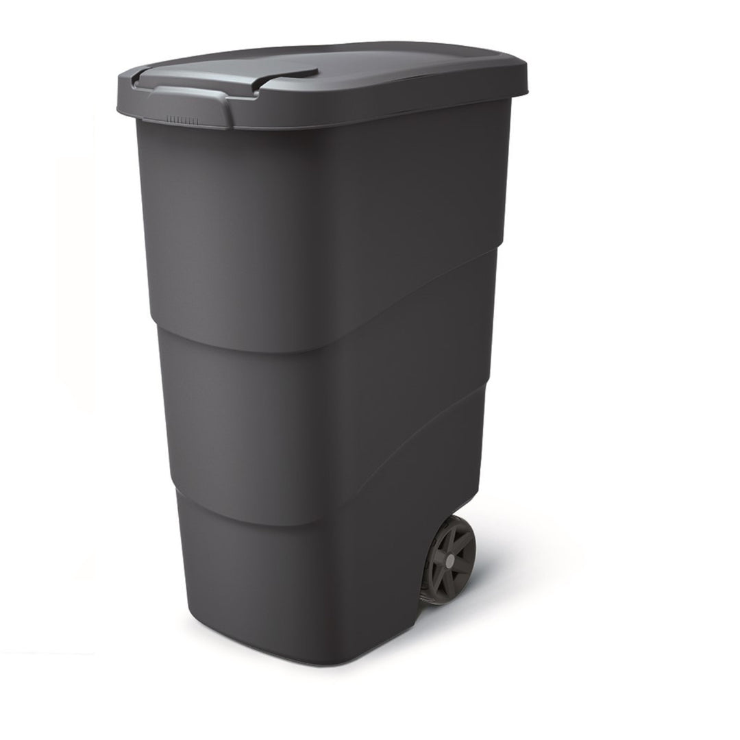 Prosperplast - Wheeler afvalbak met wielen en deksel - Universeel Afvalbak Kunststof Antraciet 95L