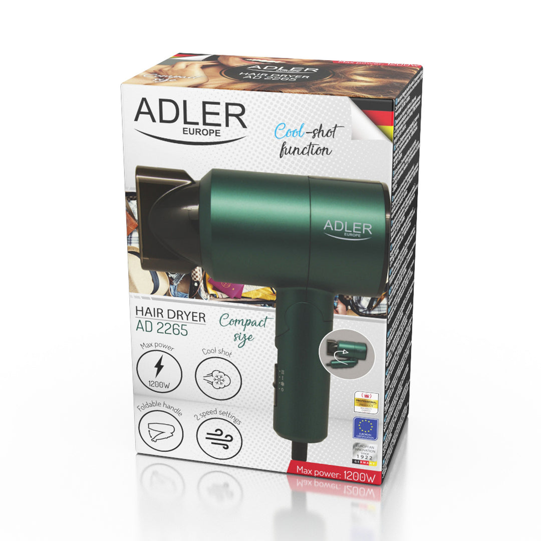 Kleine droger 1200W Adler AD 2265 met inklapbare handgreep