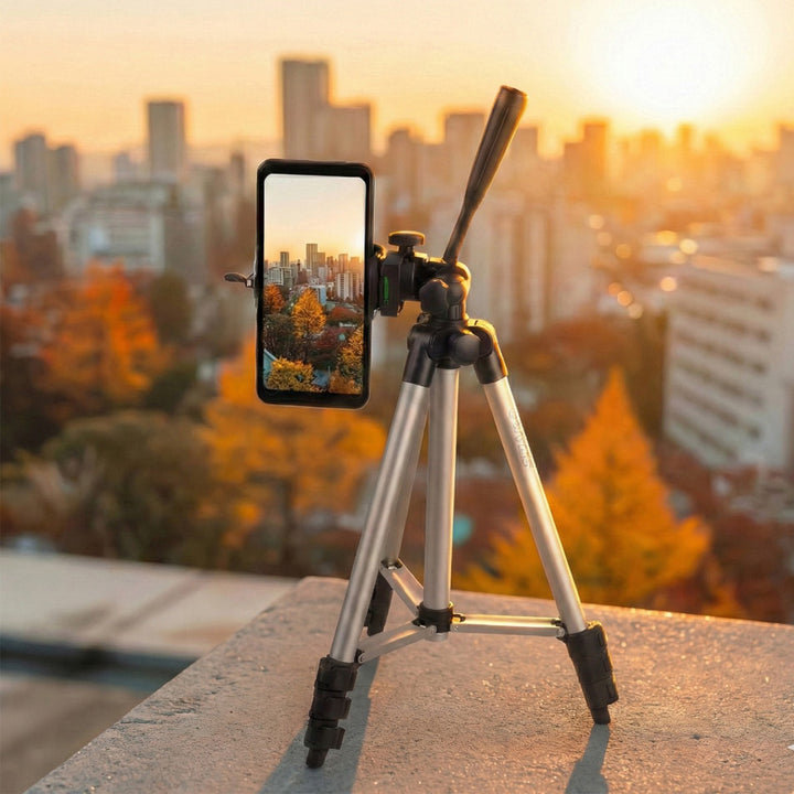 Maclean -  Universeel 1/4" Statief met Telefoonhouder en Draagtas - Geschikt voor Camera's Camcorders Smartphones Ringlampen - Hoogte max. 102cm-