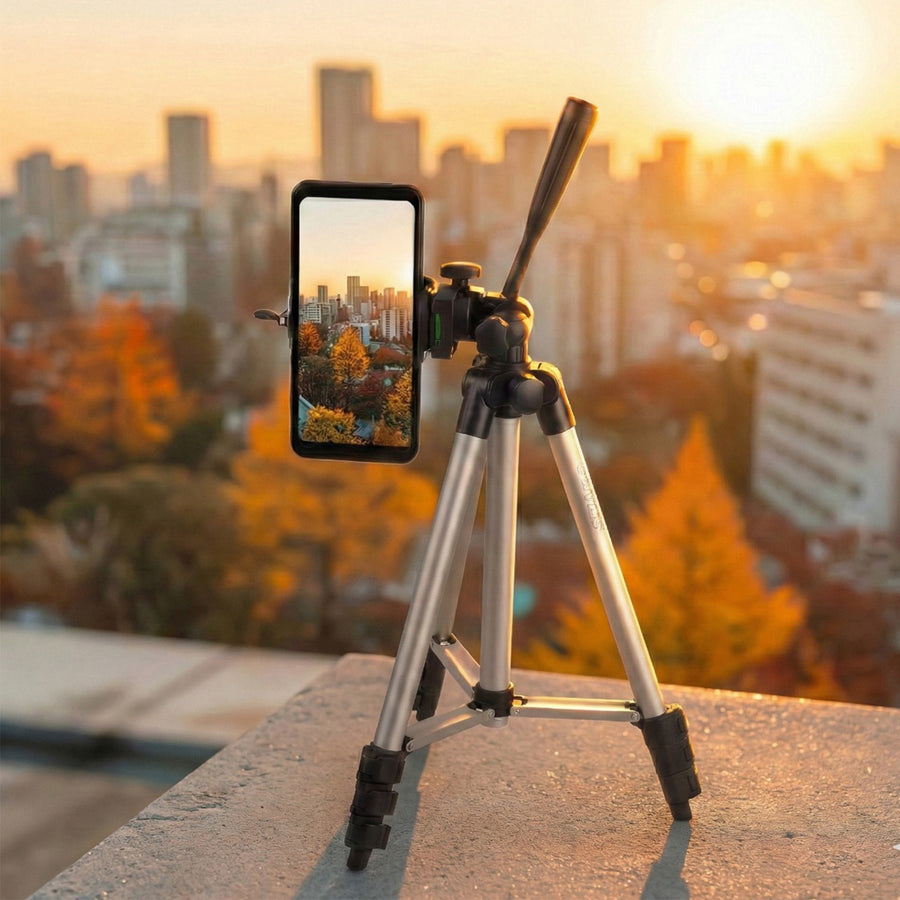 Maclean -  Universeel 1/4" Statief met Telefoonhouder en Draagtas - Geschikt voor Camera's Camcorders Smartphones Ringlampen - Hoogte max. 102cm-