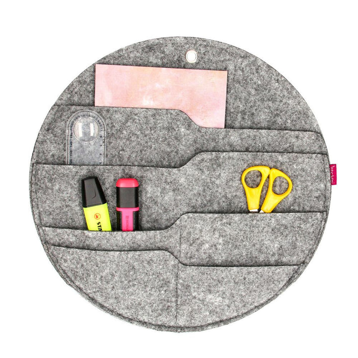 Bertoni vilten wandorganizer Cirkel L diameter 35 cm - grijs, 4 vakken