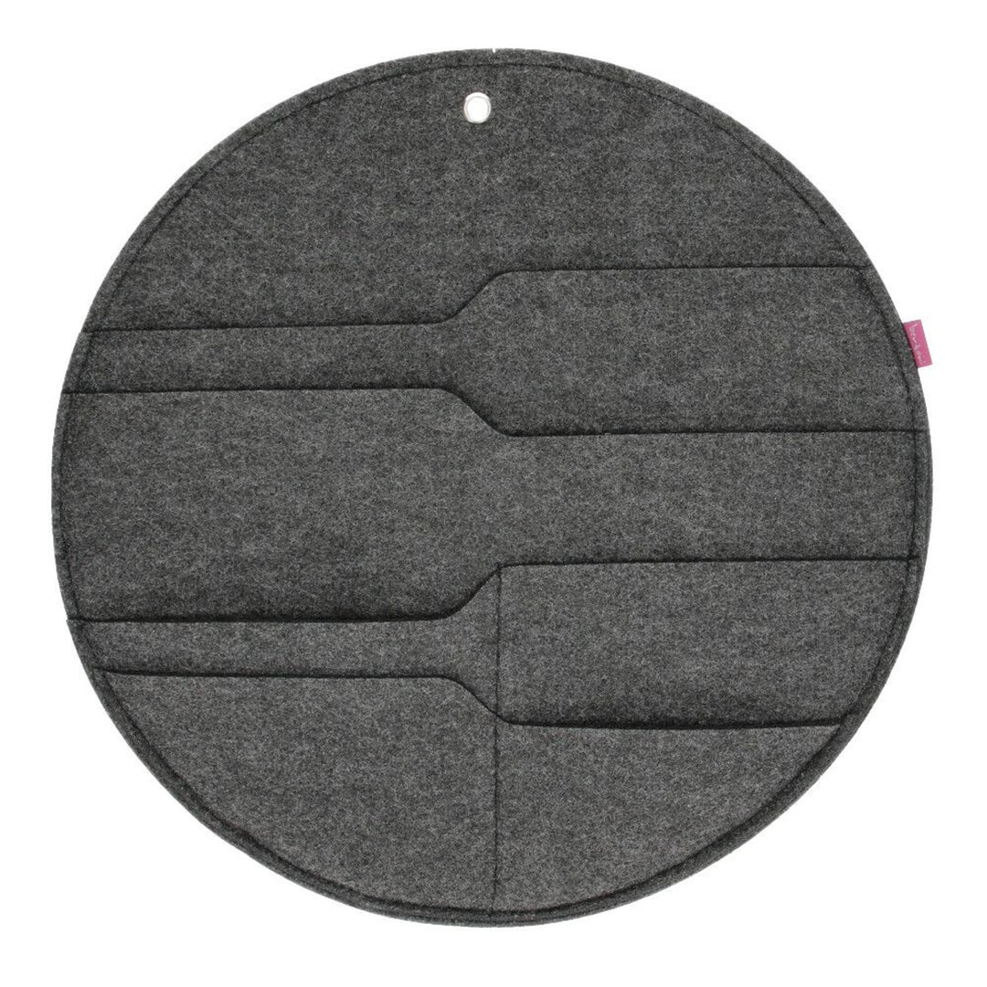 Bertoni vilten wandorganizer Cirkel L diameter 35 cm - antraciet, 4 vakken