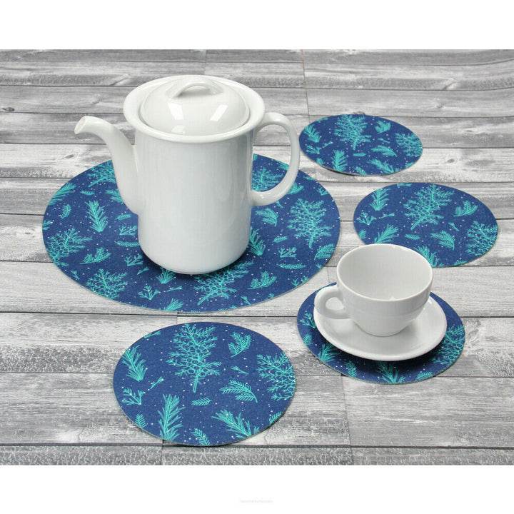 Ronde vilten tafelmatten set 1 + 4 - JUNIPER