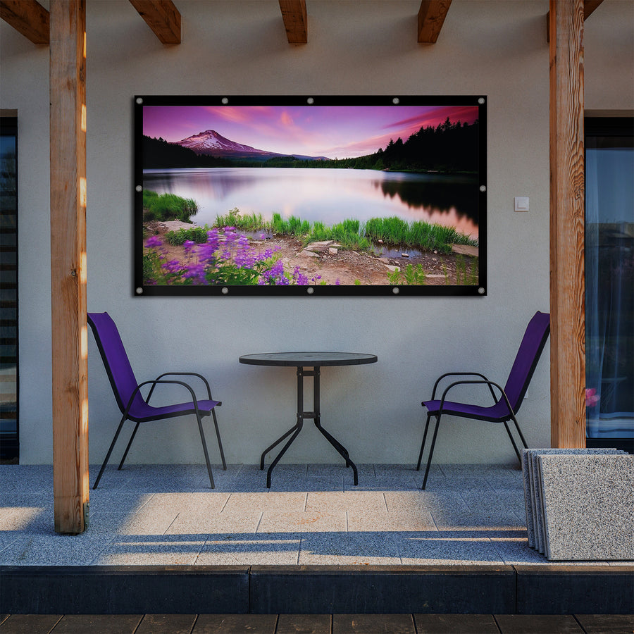 Maclean projectiescherm, 120", 265x149cm, 25mm rand 16:9, spanhaken, MC-982