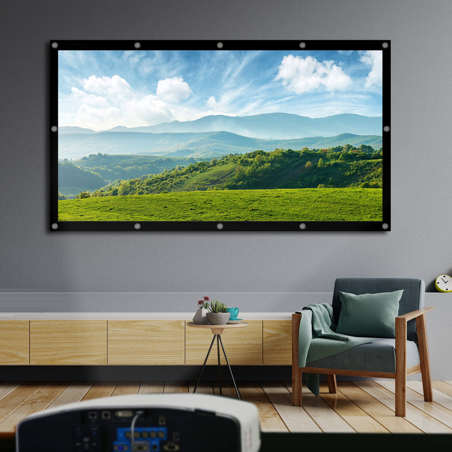 Maclean projectiescherm, 120", 265x149cm, 25mm rand 16:9, spanhaken, MC-982