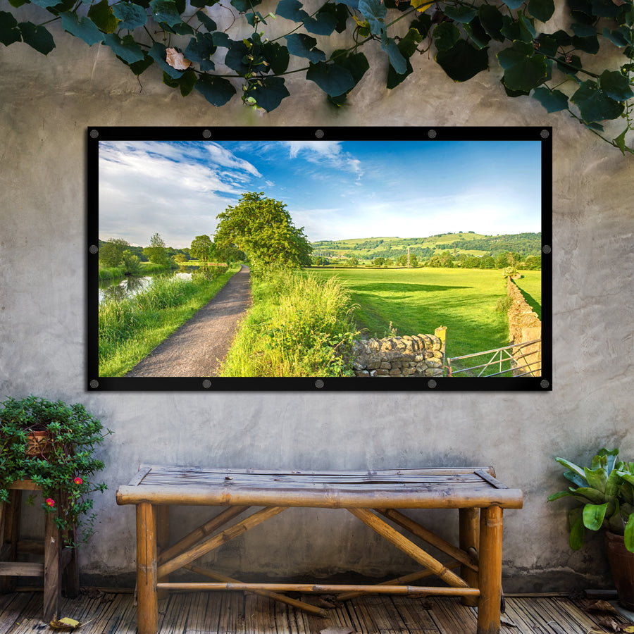 Maclean projectiescherm, 120", 265x149cm, 25mm rand 16:9, spanhaken, MC-982