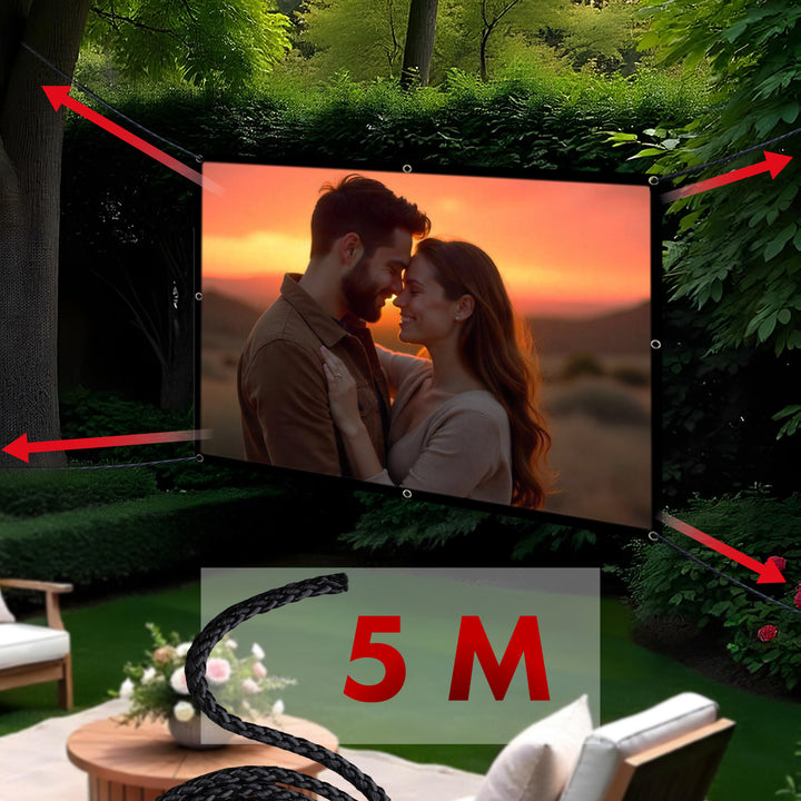 Maclean projectiescherm, 120", 265x149cm, 25mm rand 16:9, spanhaken, MC-982