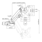 Monitorsteun voor buis/post 28-60mm Maclean, 17-27'', max. 7kg, veermechanisme, MC-459