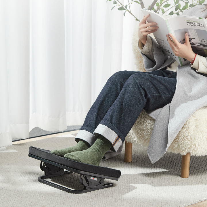 Maclean ergonomische voetensteun, beensteun, traploos instelbare hoek, afneembaar kussen, MC-460