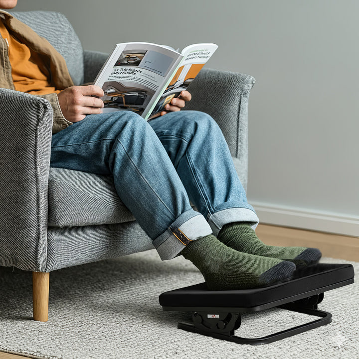 Maclean ergonomische voetensteun, beensteun, traploos instelbare hoek, afneembaar kussen, MC-460
