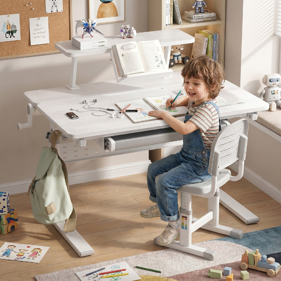 Ergo Office - Kinderbureau - Hoogte verstelbaar - max 40kg 900x600mm - Grijs