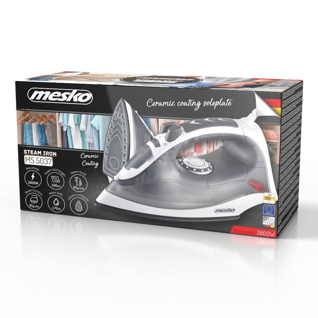 Mesko-stoomstrijkijzer, vermogen 2800 W, keramische zool, MS 5037