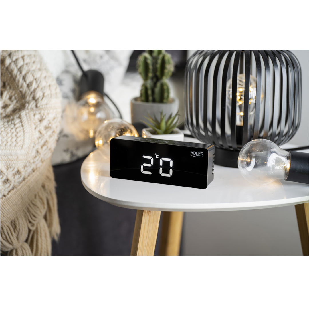 Adler wekker, LED-display, temperatuurmeting, zwart, AD 1189B