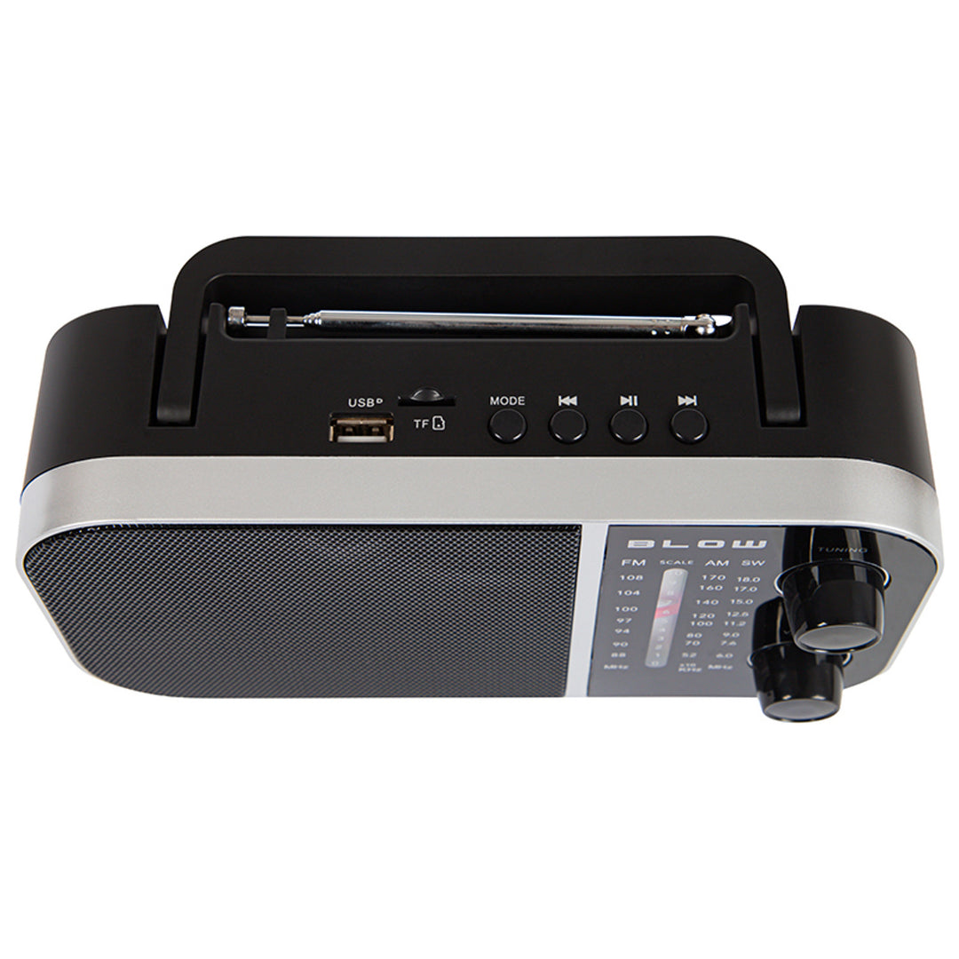 Draagbare analoge radio AM/FM RA6 batterij- en netvoeding Blow