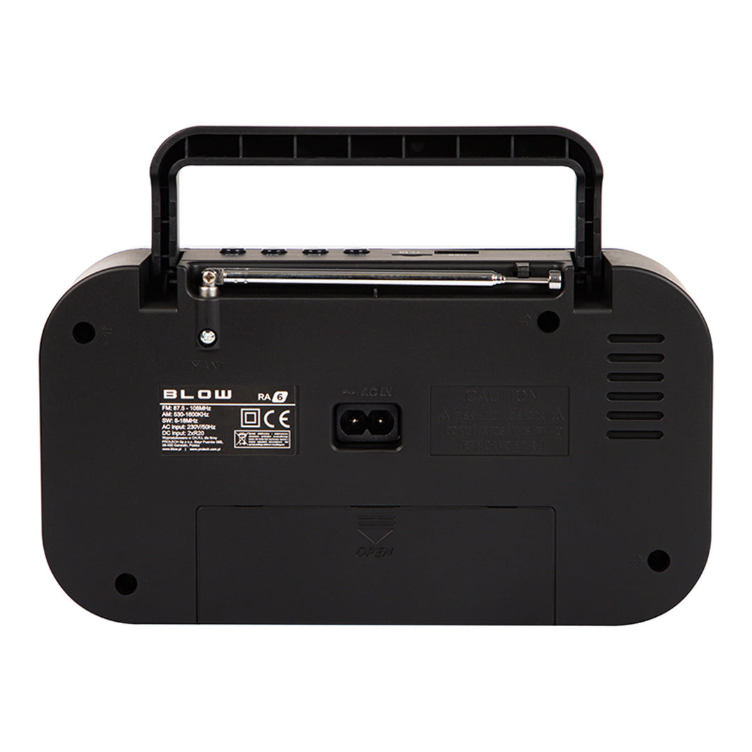 Draagbare analoge radio AM/FM RA6 batterij- en netvoeding Blow