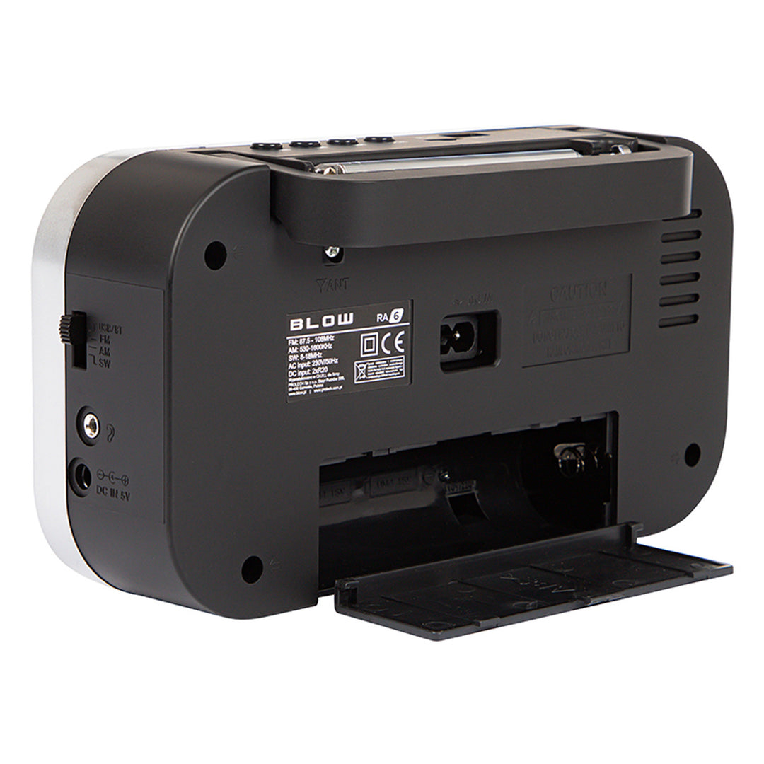 Draagbare analoge radio AM/FM RA6 batterij- en netvoeding Blow