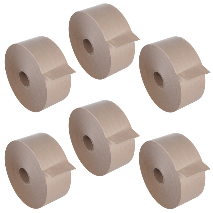 6x 70mmx150m watergeactiveerde versterkte papieren tape Groenblauw GB8150