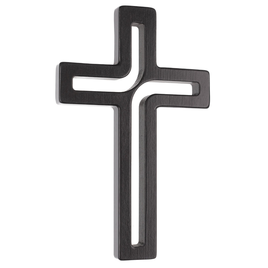Houten hangend kruis modern zwart 30x18x1,8 cm