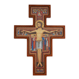 Houten kruis van San Damiano - Sint Franciscus kruis bruin 22x16x1.8cm