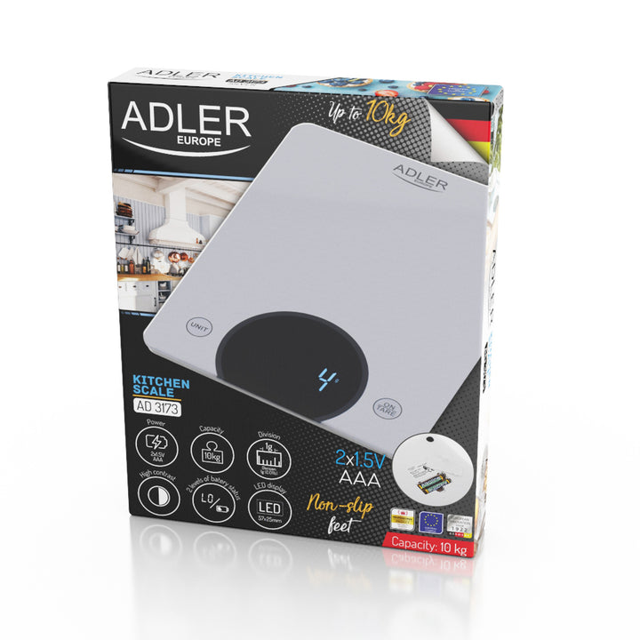Adler AD 3173s Keukenweegschaal tot 10kg LED Afmetingen 20 x 16 cm