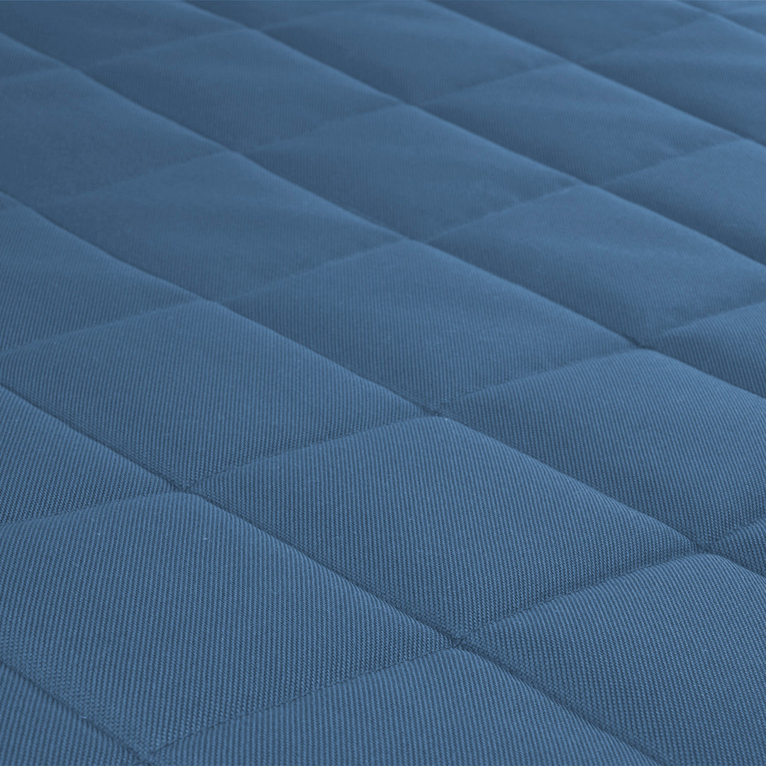 Vigo Geruit matrasbed voor hond en kat 80 x 60 x 5 cm in blauw met witte bies