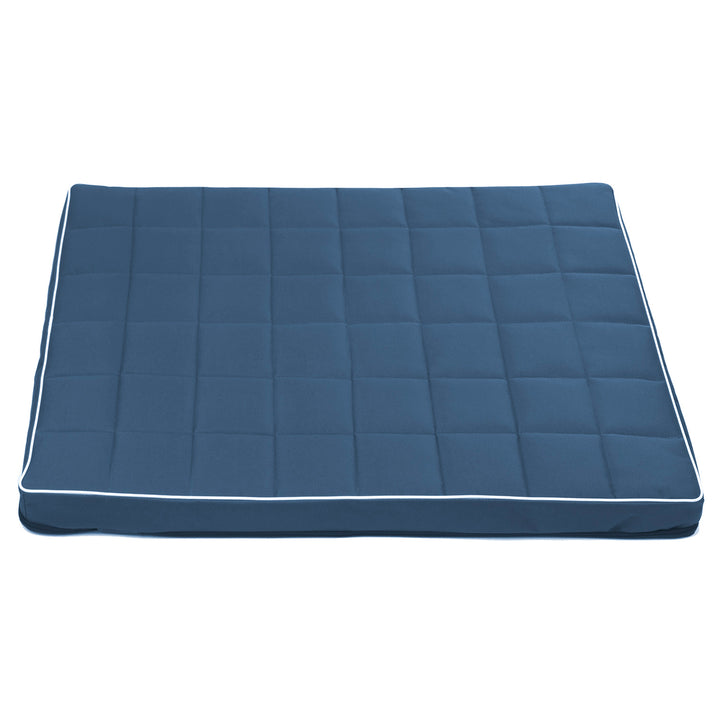 Vigo Geruit matrasbed voor hond en kat 80 x 60 x 5 cm in blauw met witte bies