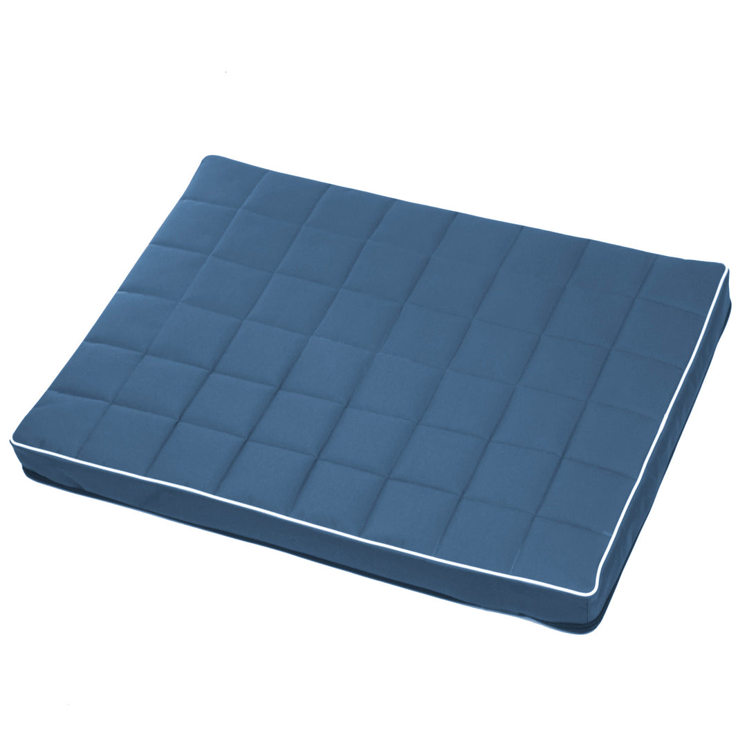 Vigo Geruit matrasbed voor hond en kat 80 x 60 x 5 cm in blauw met witte bies