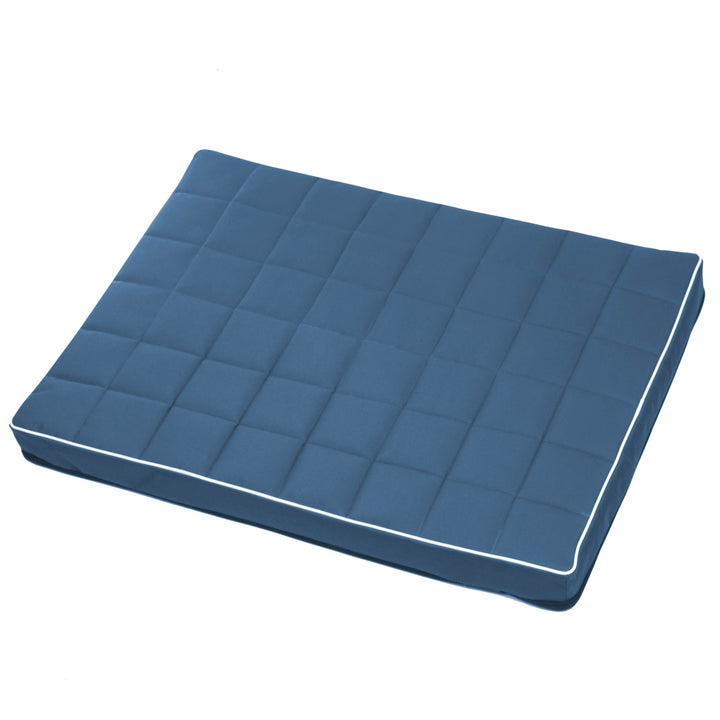 Vigo Geruit matrasbed voor hond en kat 80 x 60 x 5 cm in blauw met witte bies