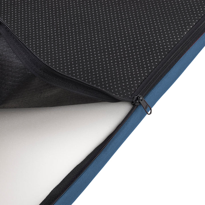 Vigo Geruit matrasbed voor hond en kat 80 x 60 x 5 cm in blauw met witte bies