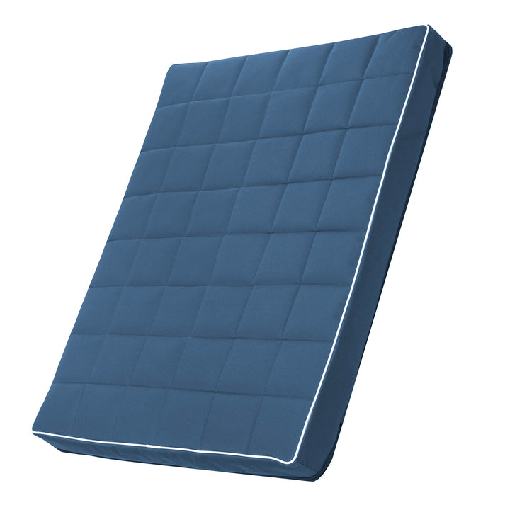 Vigo Geruit matrasbed voor hond en kat 80 x 60 x 5 cm in blauw met witte bies