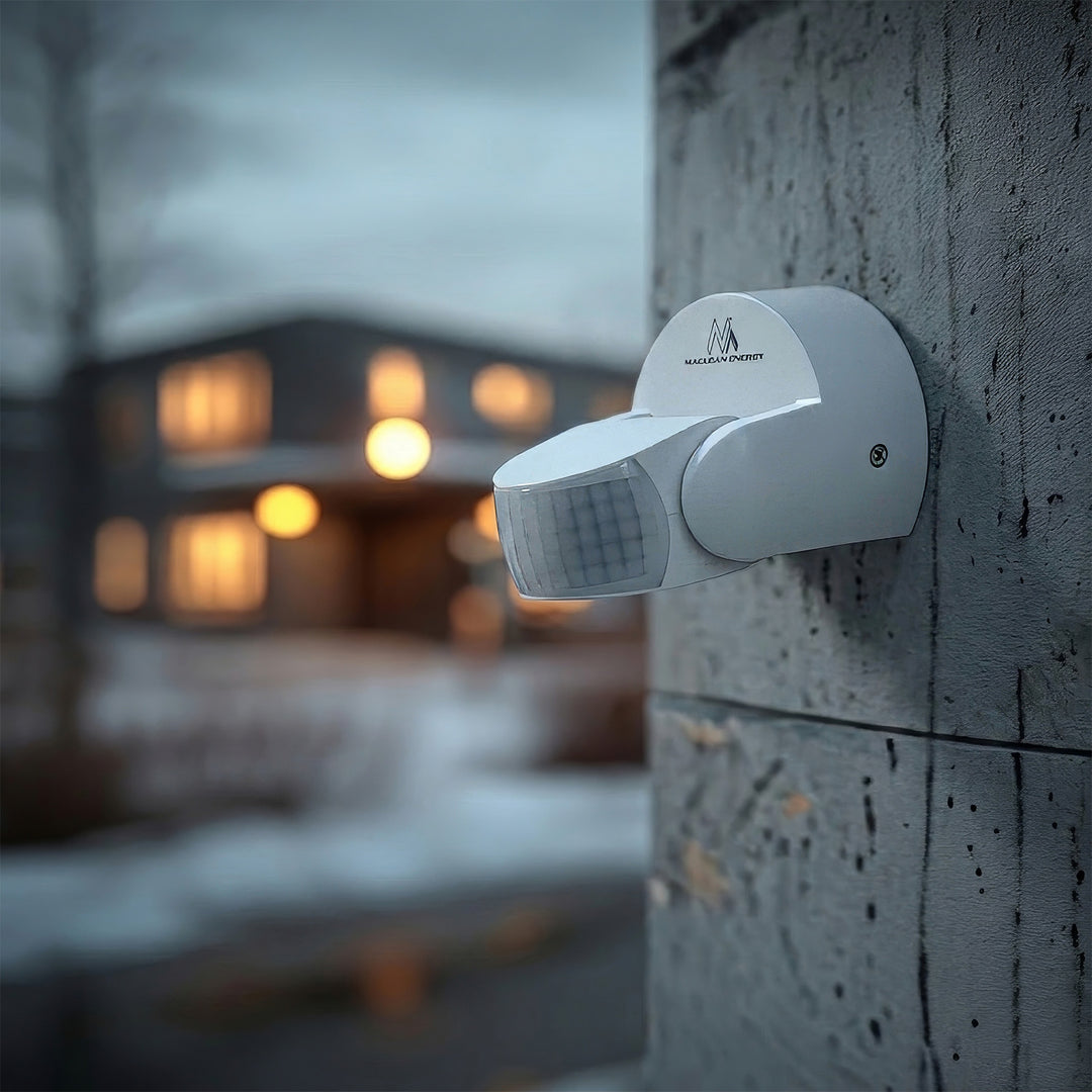Maclean - PIR bewegingsmelder infrarood - IP65 - Wit - Reikwijdte 12m - 600/1200W - MCE468 W