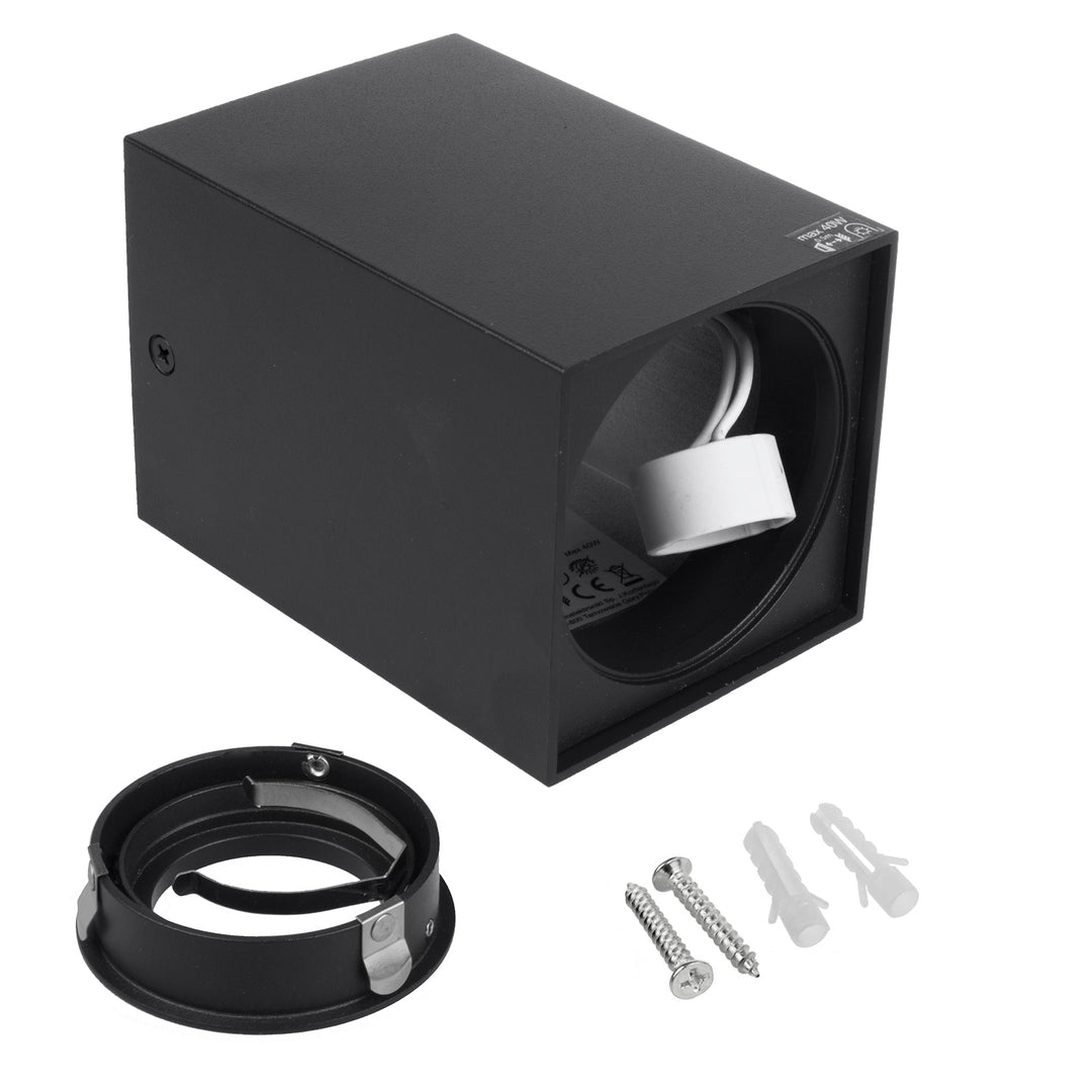 3x Maclean buis / opbouwarmatuur, spot, vierkant, aluminium, GU10, 80x80x115mm, zwart, MCE426 B + 3x LED lamp 5W