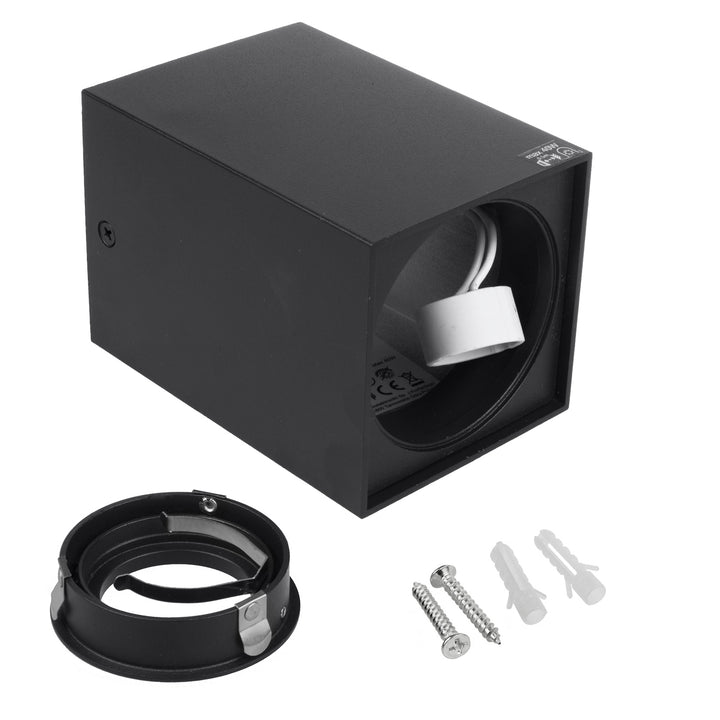 3x Maclean buis / opbouwarmatuur, spot, vierkant, aluminium, GU10, 80x80x115mm, zwart, MCE426 B + 3x LED lamp 5W