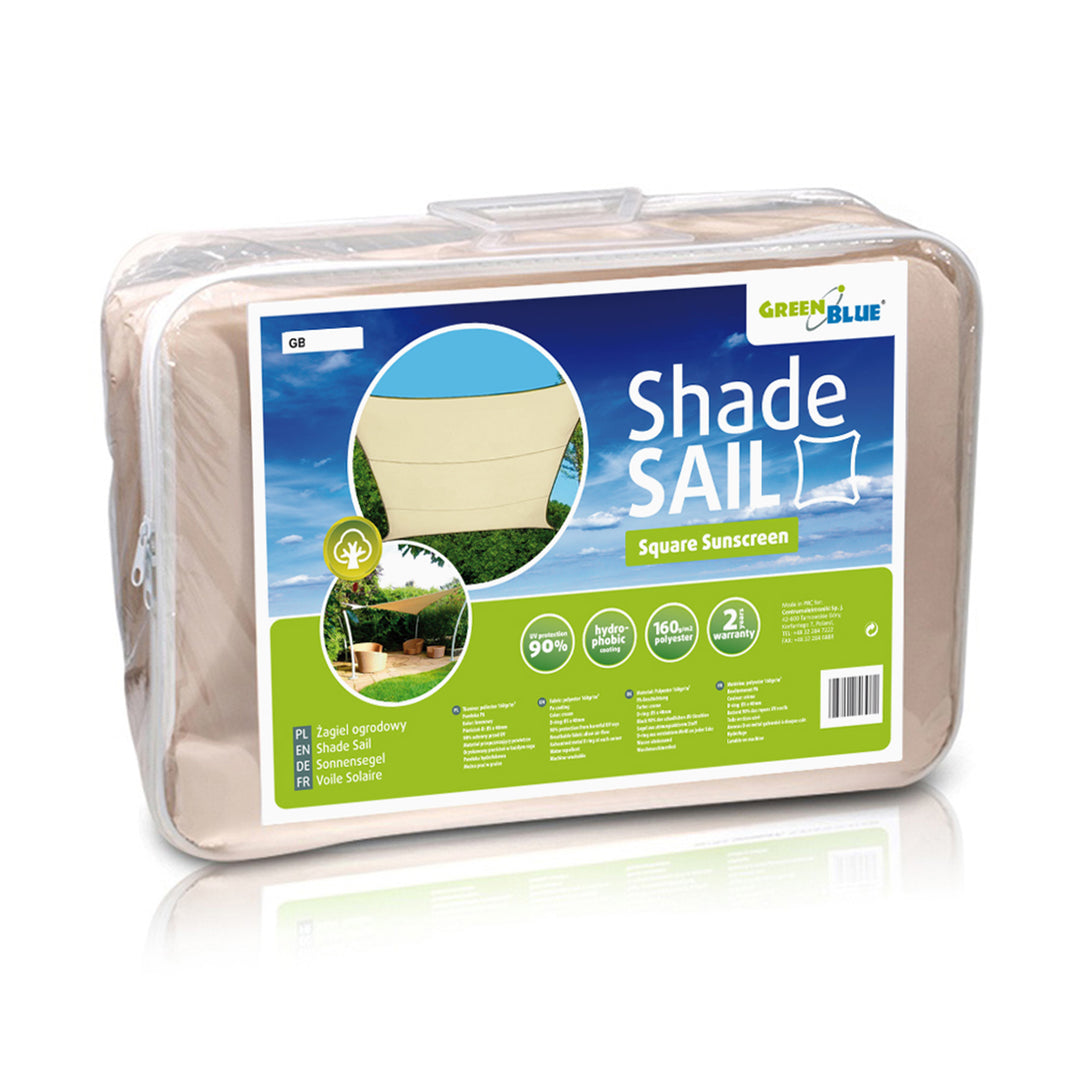 GreenBlue UV tuinzeil, polyester, 5m vierkant, crème + montagekit