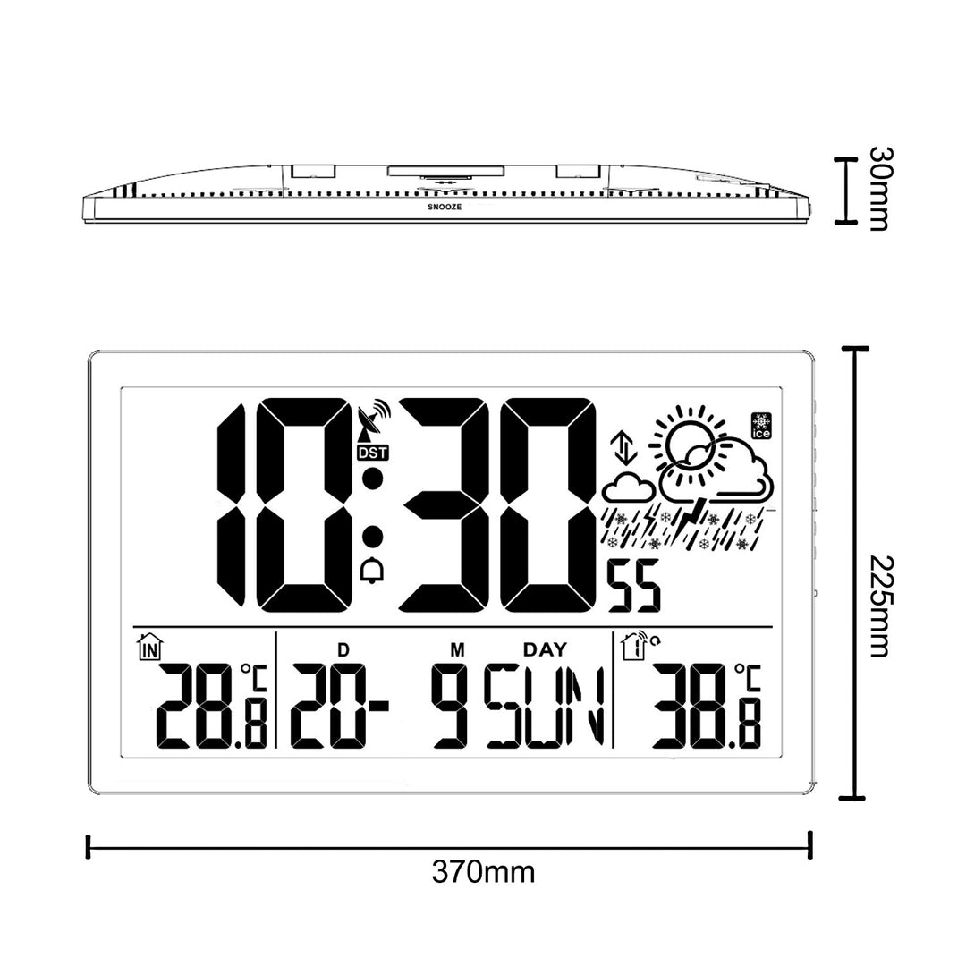 GreenBlue extra grote LCD wandklok, temperatuur, datum, GB218