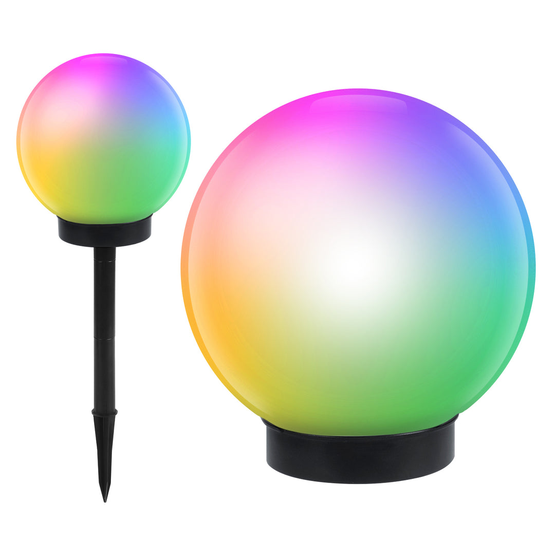 GreenBlue vrijstaande tuinlamp op zonne-energie, bol, 15x48cm, RGB gekleurde LED, GB122 + 25x58cm GB166