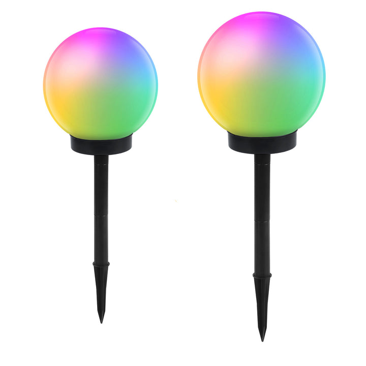 GreenBlue vrijstaande tuinlamp op zonne-energie, bol, 15x48cm, RGB gekleurde LED, GB122 + 25x58cm GB166