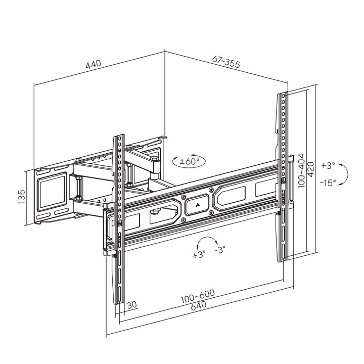 Maclean TV steun, max vesa 600x400, geschikt voor gebogen TV's, 37-80", 40kg, MC-710N