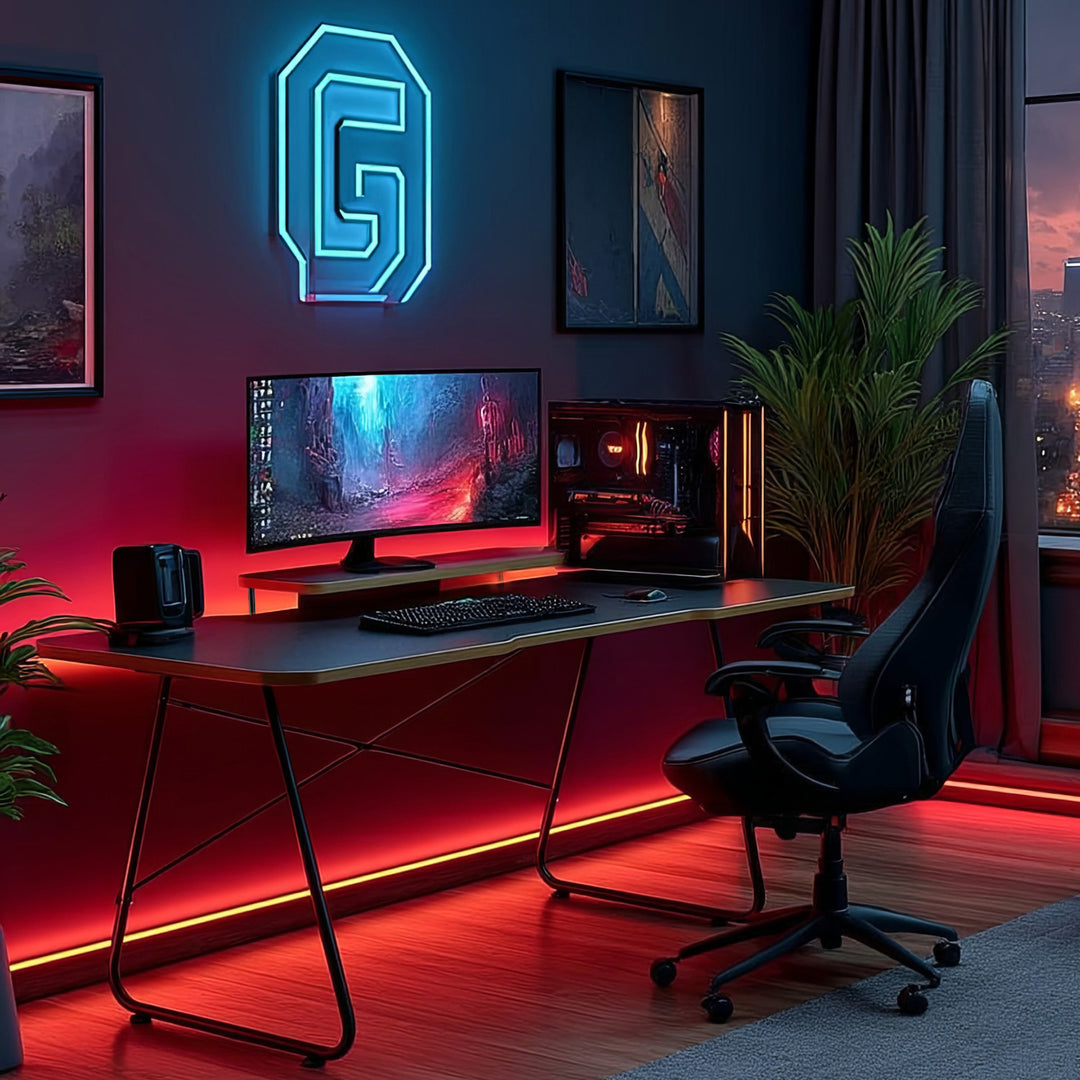 NanoRS - Bureau - Gaming bureau met monitor legbord - max. 50kg, hoogte 850mm, zwart, RS170