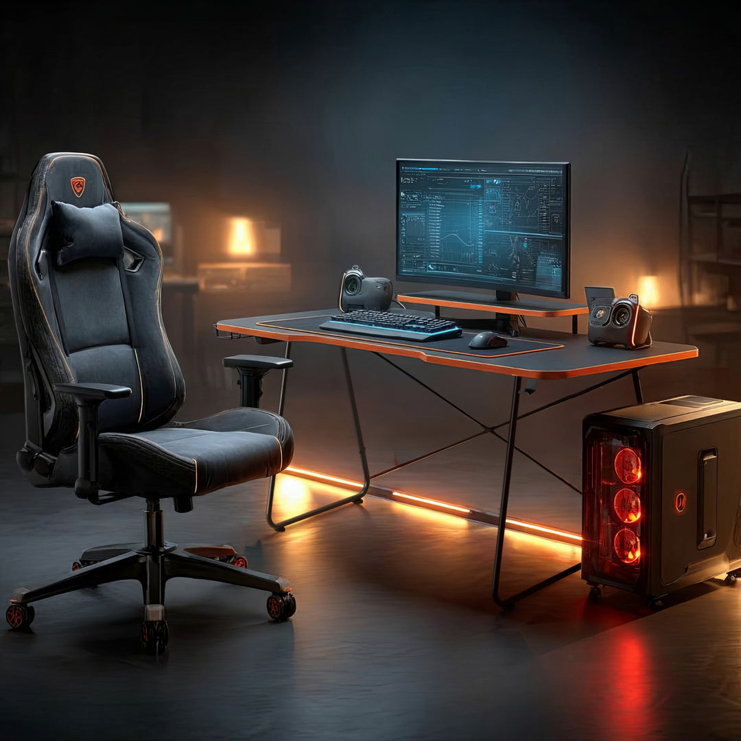 NanoRS - Bureau - Gaming bureau met monitor legbord - max. 50kg, hoogte 850mm, zwart, RS170