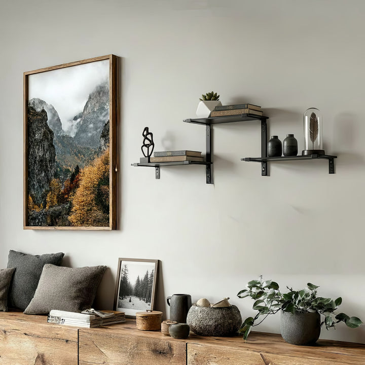 Maclean - Plank - wandplank - Modulaire legplanken met drie etages - max. 30 kg, MC-974 - Zwart