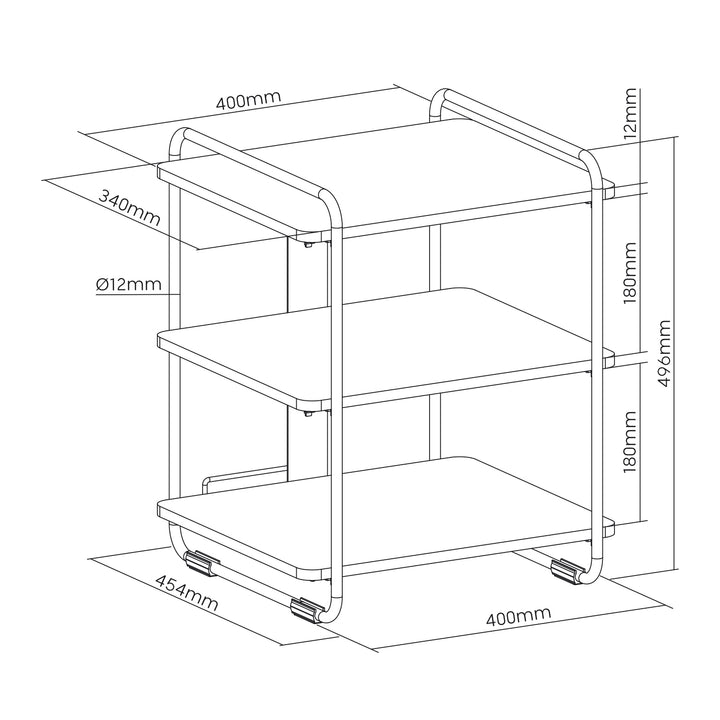 Maclean - Kast - Stijlvolle 3-plankenkast  90kg max, 454x400x496mm, MC-978