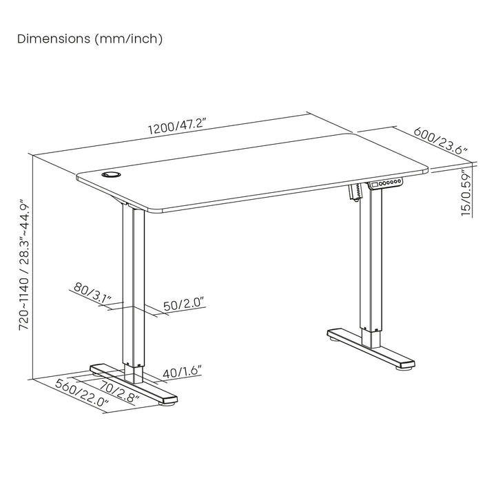 Schrijftafel Ergo Office elektrische hoogteverstelling, voor staan en zitten, max hoogte 114cm, ER-451