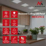 Maclean - Led-paneel - SLIM inbouw - 18W, Neutraal Wit 4000K - 170*170*26mm - 1900lm, MCE374 S